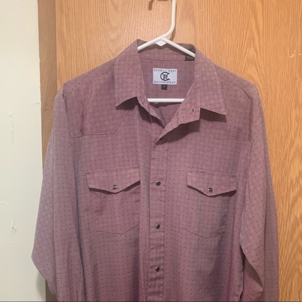 Coral West Ranch Wear Pearl Snap Shit